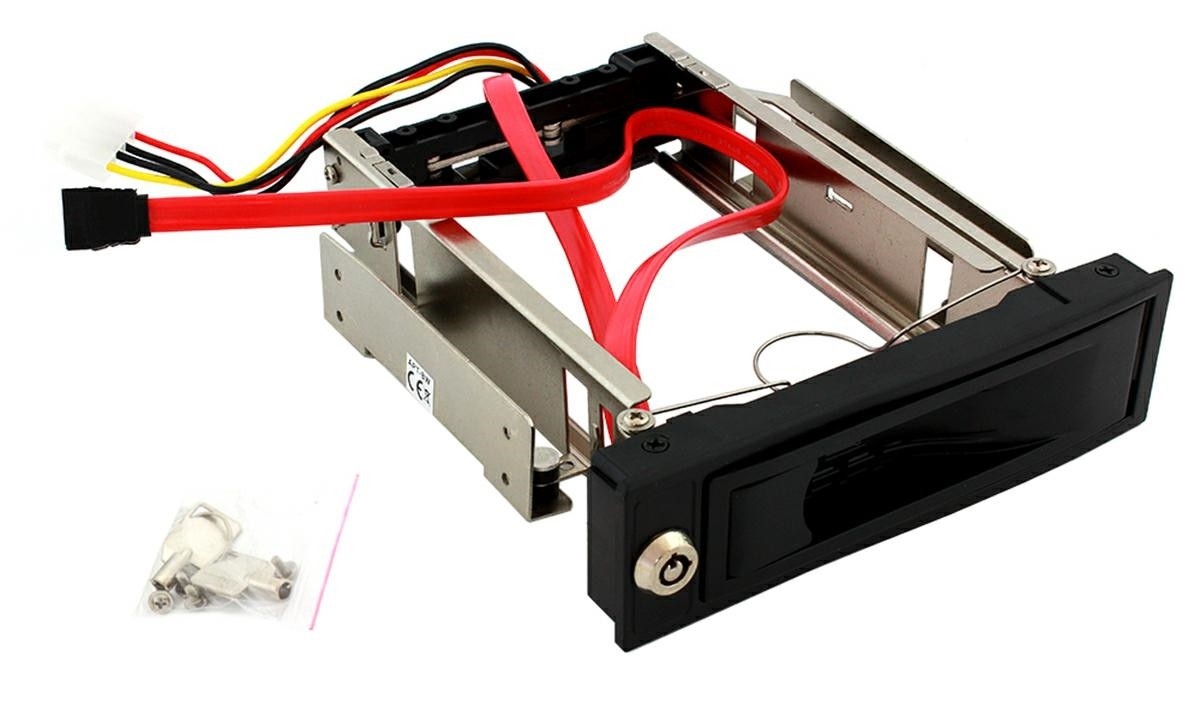 Rack HDD SATA, spatiu montare: 5,25inch, tampoane cauciuc, chei incluse, 331g, 57cm, argintiu/negru - imagine 3